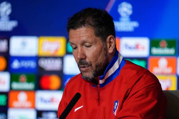 April 13, 2026, Madrid, Madrid, Spain: Diego Pablo Simeone, head coach of Atletico de Madrid, attends his press conference, PK, Pressekonferenz during the training day of Atletico de Madrid ahead the UEFA Champions League 2025 26 Quarter-Final Second Leg match against FC Barcelona, Barca at Riyadh Air Metropolitano on April 13, 2026, in Madrid, Spain. Atletico De Madrid Training Session And Press Conference - UEFA Champions League 2025 26 Quarter-Final Second Leg - ZUMAa181 20260413_zaa_a181_180 Copyright: xDennisxAgyemanx