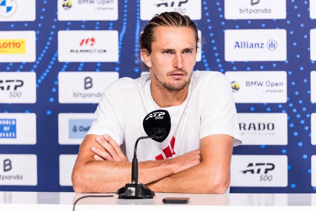 MUNICH, GERMANY - APRIL 13: Alexander Zverev (GER) during the BMW Open by Bitpanda press conference, PK, Pressekonferenz at MTTC Iphitos on April 13, 2026 in Munich, Germany. Bavaria Germany Copyright: xSteffiexWunderlx