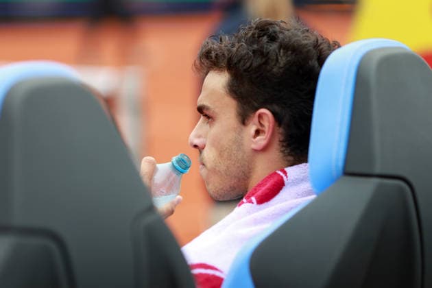Francisco Cerundolo (ARG) sitzt auf dem Stuhl waehrend der Spielpause Copyright: xJuergenxHasenkopfx