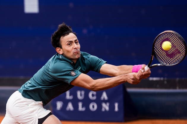 MUNICH, GERMANY - APRIL 13: Emilio Nava (USA) during the BMW Open by Bitpanda Singles match between Emilio Nava (USA) vs Ben Shelton (USA) at MTTC Iphitos on April 13, 2026 in Munich, Germany. Bavaria Germany Copyright: xSteffiexWunderlx