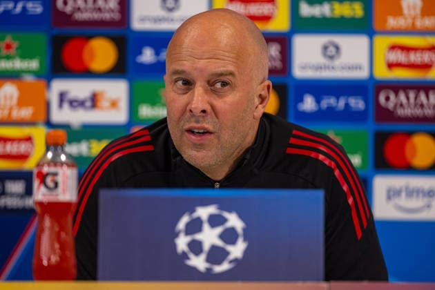 Football - UEFA Champions League - Quarter-Final - 2nd Leg - Liverpool FC v Paris Saint-Germain FC - MD-1 LIVERPOOL, ENGLAND - Monday, April 13, 2026: Liverpool s head coach Arne Slot during a press conference, PK, Pressekonferenz at Anfield ahead of the UEFA Champions League Quarter-Final 2nd Leg game between Liverpool FC and Paris Saint-Germain FC. (Photo by David Rawcliffe Propaganda) LIVERPOOL Anfield MERSEYSIDE ENGLAND  Copyright: xDavidxRawcliffex P2026-04-13-Liverpool_PSG_MD-1-90