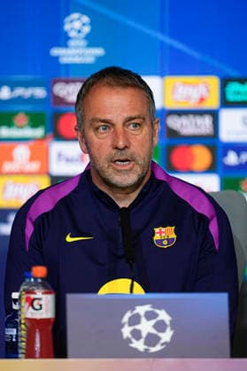 April 13, 2026, Madrid, Madrid, Spain: Hansi Flick attends his press conference, PK, Pressekonferenz during the training day of FC Barcelona, Barca ahead the UEFA Champions League 2025 26 Quarter-Final Second Leg match against Atletico de Madrid at Riyadh Air Metropolitano on April 13, 2026, in Madrid, Spain. Madrid Spain - ZUMAa181 20260413_zaa_a181_236 Copyright: xOscarxJ.xBarrosox