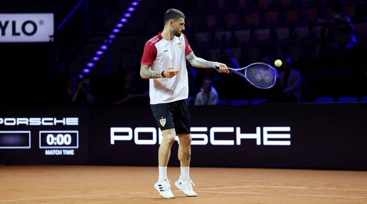 13.04.2026, Deutschland, Stuttgart, Tennis Porsche Tennis Grand Prix, Porsche One Point Challenge, Fabian Bredlow