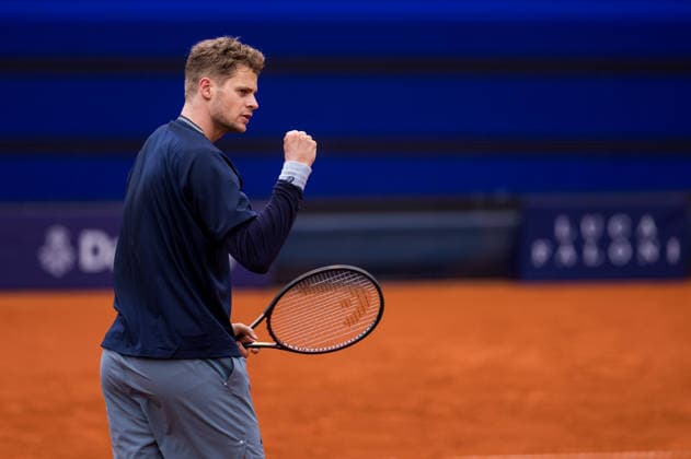 MUNICH, GERMANY - APRIL 13: Yannick Hanfmann (GER) cheers during the BMW Open by Bitpanda Singles match between Alexander Blockx (BEL) vs Yannick Hanfmann (GER) at MTTC Iphitos on April 13, 2026 in Munich, Germany. Bavaria Germany Copyright: xSteffiexWunderlx