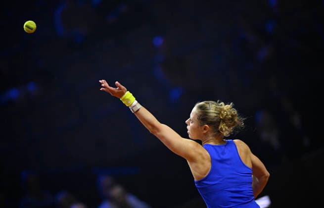 Laura Siegemund (GER) Aktion Aufschlag Tennis Damen Porsche-Cup Porsche Tennis Grand Prix GP Stuttgart 2026 Porsche Arena 11-19.04.2026 DFL REGULATIONS PROHIBIT ANY USE OF PHOTOGRAPHS AS IMAGE SEQUENCES AND OR QUASI-VIDEO Tennis Damen Porsche-Cup Porsche Tennis Grand Prix GP Stuttgart 2026