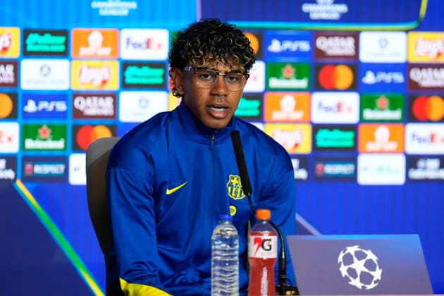 FC Barcelona, Barca s Lamine Yamal during the press conference, PK, Pressekonferenz prior UEFA Champions League - Quarter-finals, 2nd leg match against Atletico de Madrid. April 13, 2026. (20260413419)