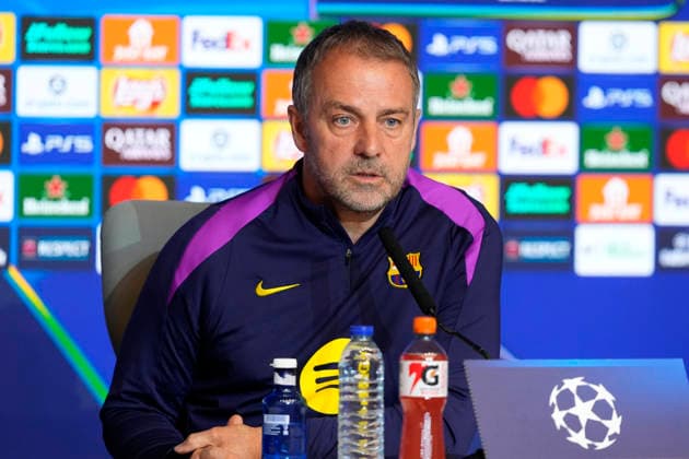 FC Barcelona, Barca s coach Hansi Flick during the press conference, PK, Pressekonferenz prior UEFA Champions League - Quarter-finals, 2nd leg match against Atletico de Madrid. April 13, 2026. (20260413504)