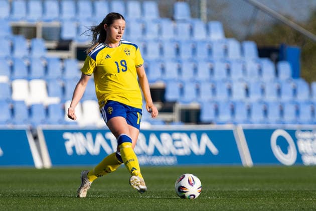 260413 Emma Holmqvist of Sweden during the International Friendly, Länderspiel, Nationalmannschaft football match between Norway and Sweden on April 13, 2026 in Murcia. Photo: Pascu Mendez BILDBYRAN kod XZ XZ0231 fotboll football soccer fotball u23 under 23 norge norway sverige sweden dam bbeng träningsmatch friendly Copyright: PascuxMendez BB260413ZO009