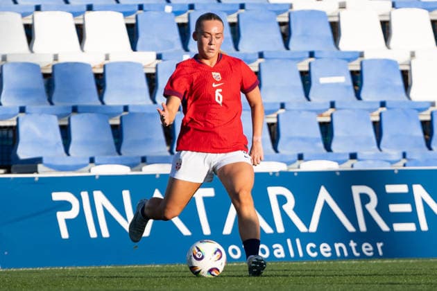 260413 Julie Jorde of Norway during the International Friendly, Länderspiel, Nationalmannschaft football match between Norway and Sweden on April 13, 2026 in Murcia. Photo: Pascu Mendez BILDBYRAN kod XZ XZ0231 fotboll football soccer fotball u23 under 23 norge norway sverige sweden dam bbeng träningsmatch friendly Copyright: PascuxMendez BB260413ZJ005