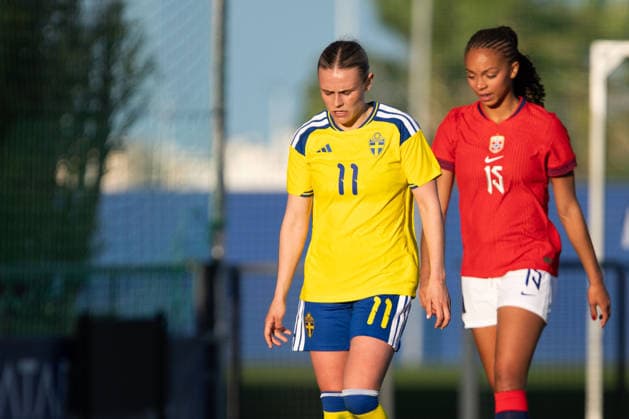 260413 Maja Bodin of Sweden looks dejected during the International Friendly, Länderspiel, Nationalmannschaft football match between Norway and Sweden on April 13, 2026 in Murcia. Photo: Pascu Mendez BILDBYRAN kod XZ XZ0231 fotboll football soccer fotball u23 under 23 norge norway sverige sweden dam bbeng träningsmatch friendly depp Copyright: PascuxMendez BB260413ZD004