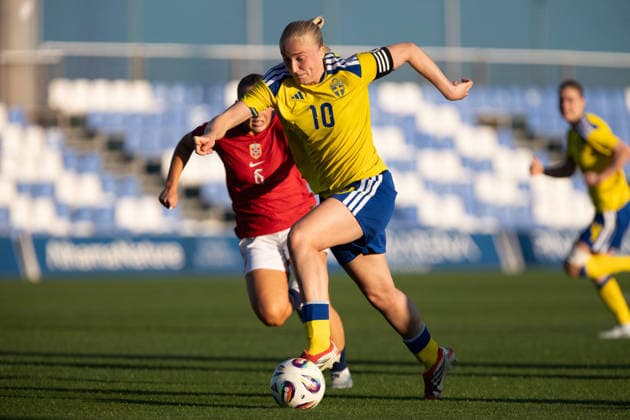 260413 Wilma Leidhammar of Sweden during the International Friendly, Länderspiel, Nationalmannschaft football match between Norway and Sweden on April 13, 2026 in Murcia. Photo: Pascu Mendez BILDBYRAN kod XZ XZ0231 fotboll football soccer fotball u23 under 23 norge norway sverige sweden dam bbeng träningsmatch friendly Copyright: PascuxMendez BB260413ZW006