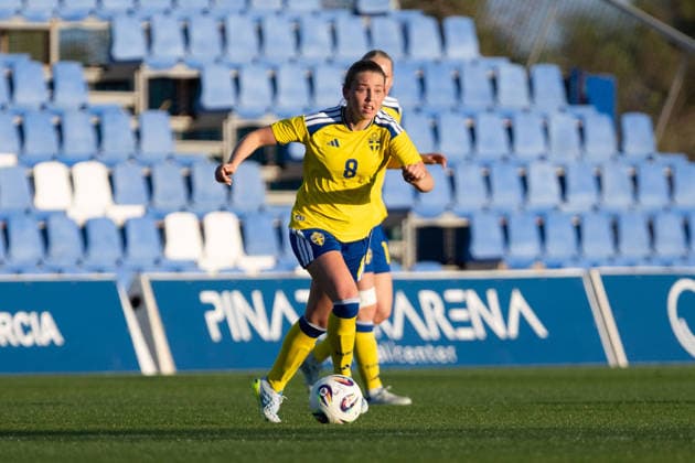 260413 Elsa Pelgander of Sweden during the International Friendly, Länderspiel, Nationalmannschaft football match between Norway and Sweden on April 13, 2026 in Murcia. Photo: Pascu Mendez BILDBYRAN kod XZ XZ0231 fotboll football soccer fotball u23 under 23 norge norway sverige sweden dam bbeng träningsmatch friendly Copyright: PascuxMendez BB260413ZX011