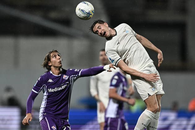 Mp Firenze 13 04 2026 - campionato di calcio serie A Fiorentina-Lazio foto Matteo Papini Image nella foto: Toma Basic-Jacopo Fazzini 
