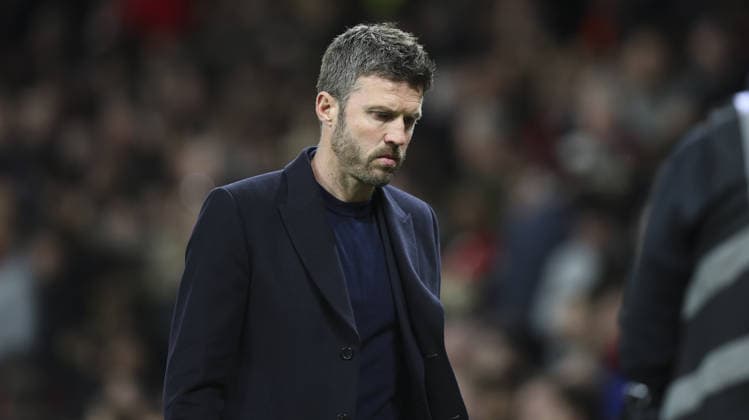 Manchester Utd v Leeds, FA Premier League 13.04.26 Manchester Utd v Leeds, FA Premier League Bradley Ormesher The Times Manchester United, ManU Manager Michael Carrick at half time  Copyright: xBradleyxOrmesherx NINTCHDBPICT001073343001
