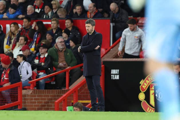 Manchester United, ManU v Leeds United, Premier League Manchester United head coach Michael Carrick looks on during the Manchester United v Leeds United Premier League match at Old Trafford, Manchester, England on 13 April 2026 Credit: Phil Duncan Every Second Media Editorial use only. All images are copyright Every Second Media Limited. No images may be reproduced without prior permission. All rights reserved. Premier League and Football League images are subject to licensing agreements with Football DataCo Limited. see https: www.football-dataco.com Copyright: xIMAGO EveryxSecondxMediax ESM-1904-0023 PhilxDuncanx xEveryxSecondxMediax