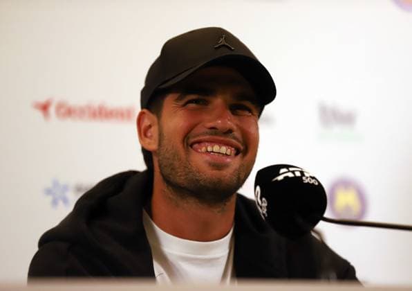 April 13, 2026, Sabadell, Barcelona, Spain: Barcelona Spain 13.04.2026 Carlos Alcaraz (Spain) smile during the Day 3 of the Barcelona Open Banc Sabadell Godo on 13 April 2026 in Barcelona. Tennis 2026: Barcelona Open  - ZUMAu50_ 20260413_zsp_u50_009 Copyright: xXavixUrgelesx