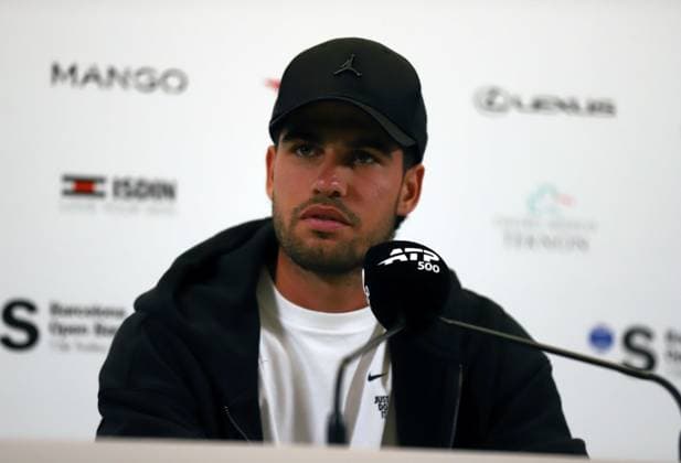 April 13, 2026, Sabadell, Barcelona, Spain: Barcelona Spain 13.04.2026 Carlos Alcaraz (Spain) looks during the Day 3 of the Barcelona Open Banc Sabadell Godo on 13 April 2026 in Barcelona. Sabadell Spain - ZUMAu50_ 20260413_zsp_u50_004 Copyright: xXavixUrgelesx