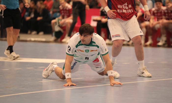 Foto : skeptische Miene bei ... Lucas Krzikalla (Leipzig) Handball Herren 1. Bundesliga am Di. 10.02.2026 HSV Handball - SC DHFK Leipzig *** Photo skeptical face at Lucas Krzikalla Leipzig Handball Men 1 Bundesliga on Tue 10 02 2026 HSV Handball SC DHFK Leipzig