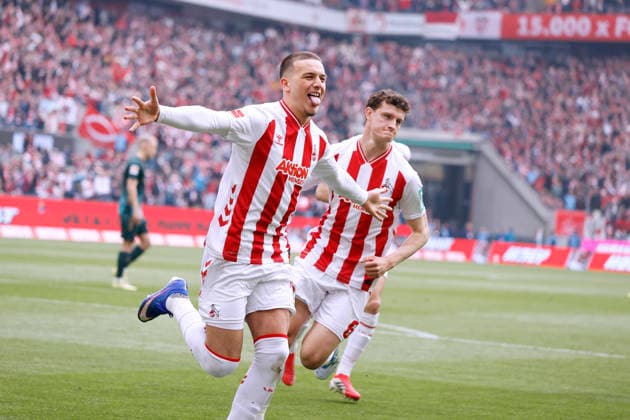 EL MALA Said Team 1.FC Koeln jubelt nach seinem 11m Tor zum 1 : 0 DFL Bundesliga Saison 2025 - 2026 BL Spiel 1.FC Koeln - Werder Bremen 3 : 1 am 12. 04. 2026 in Koeln DFL REGULATIONS PROHIBIT ANY USE OF PHOTOGRAPHS as IMAGE SEQUENCES and or QUASI-VIDEO Copyright: xLacixPerenyix