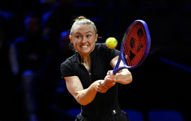 Aliaksandra Sasnovich Aljaksandra Sasnowitsch (BLR) Aktion Tennis Damen Porsche-Cup Porsche Tennis Grand Prix GP Stuttgart 2026 Porsche Arena 11-19.04.2026 DFL REGULATIONS PROHIBIT ANY USE OF PHOTOGRAPHS AS IMAGE SEQUENCES AND OR QUASI-VIDEO Tennis Damen Porsche-Cup Porsche Tennis Grand Prix GP Stuttgart 2026