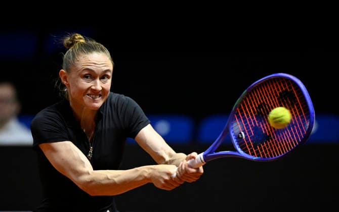 Aliaksandra Sasnovich Aljaksandra Sasnowitsch (BLR) Aktion Tennis Damen Porsche-Cup Porsche Tennis Grand Prix GP Stuttgart 2026 Porsche Arena 11-19.04.2026 DFL REGULATIONS PROHIBIT ANY USE OF PHOTOGRAPHS AS IMAGE SEQUENCES AND OR QUASI-VIDEO Tennis Damen Porsche-Cup Porsche Tennis Grand Prix GP Stuttgart 2026