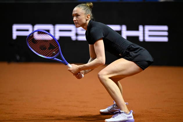 Aliaksandra Sasnovich Aljaksandra Sasnowitsch (BLR) Aktion Tennis Damen Porsche-Cup Porsche Tennis Grand Prix GP Stuttgart 2026 Porsche Arena 11-19.04.2026 DFL REGULATIONS PROHIBIT ANY USE OF PHOTOGRAPHS AS IMAGE SEQUENCES AND OR QUASI-VIDEO Tennis Damen Porsche-Cup Porsche Tennis Grand Prix GP Stuttgart 2026