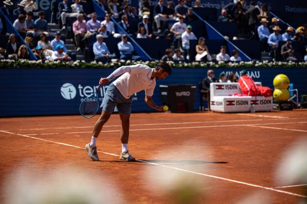 Barcelona Open Banc Sabadell - 73 Conde de Godo Trophy - R32 in Barcelona, Spain, 14, April, 2026. R32 of Barcelona Open Banc Sabadell match between Martin Landaluce (ESP) and Lorenzo Musetti (ITA) in Reial Club de Tennis Barcelona, Barcelona, Spain, on April 14, 2026. Barcelona Reial Club de Tennis Barcelona Barcelona Spain