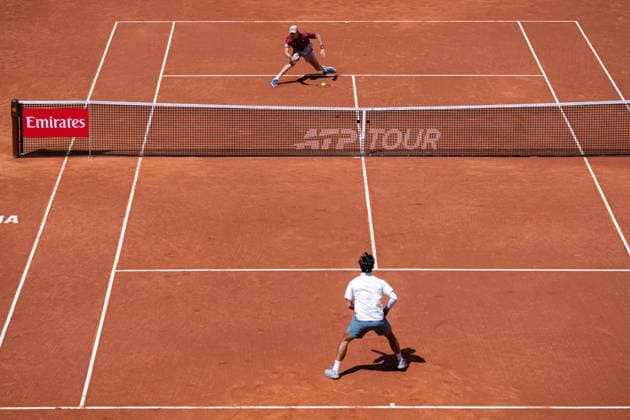 Barcelona Open Banc Sabadell - 73 Conde de Godo Trophy - R32 in Barcelona, Spain, 14, April, 2026. R32 of Barcelona Open Banc Sabadell match between Martin Landaluce (ESP) and Lorenzo Musetti (ITA) in Reial Club de Tennis Barcelona, Barcelona, Spain, on April 14, 2026. Barcelona Reial Club de Tennis Barcelona Barcelona Spain