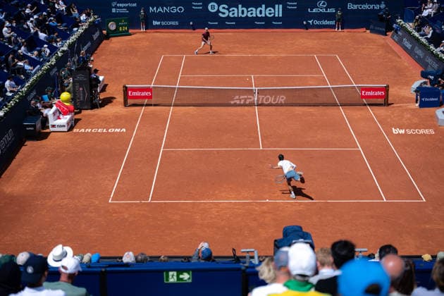 Barcelona Open Banc Sabadell - 73 Conde de Godo Trophy - R32 in Barcelona, Spain, 14, April, 2026. R32 of Barcelona Open Banc Sabadell match between Martin Landaluce (ESP) and Lorenzo Musetti (ITA) in Reial Club de Tennis Barcelona, Barcelona, Spain, on April 14, 2026. Barcelona Reial Club de Tennis Barcelona Barcelona Spain