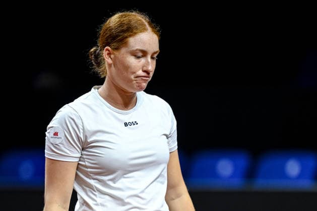 Ella Seidel (Germany) looks dejected against Elise Mertens (Belgium) during day two of the Porsche Tennis Grand Prix 2026 at Porsche Arena on April 14, 2026 in Stuttgart, Germany. (Photo by Harry Langer DeFodi Images) -