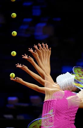 Feature Elise Mertens (BEL) Aktion Mehrfachbelichtung Multishot Aufschlag Tennis Damen Porsche-Cup Porsche Tennis Grand Prix GP Stuttgart 2026 Porsche Arena 11-19.04.2026 DFL REGULATIONS PROHIBIT ANY USE OF PHOTOGRAPHS AS IMAGE SEQUENCES AND OR QUASI-VIDEO Tennis Damen Porsche-Cup Porsche Tennis Grand Prix GP Stuttgart 2026