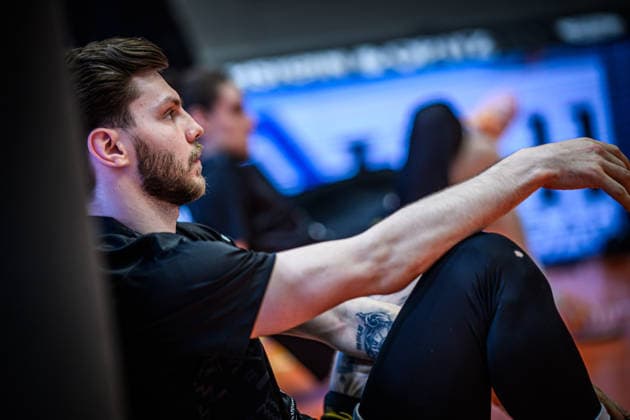 easycredit BBL Basketball Bundesliga 2025 2026 Nachholspiel 23. Spieltag 14.04.2026 Science City Jena vs Basketball Löwen Braunschweig Ferdinand Zylka (Braunschweig) in sich gekehrt, konzentriert, vor dem Spiel Sparkassen Arena