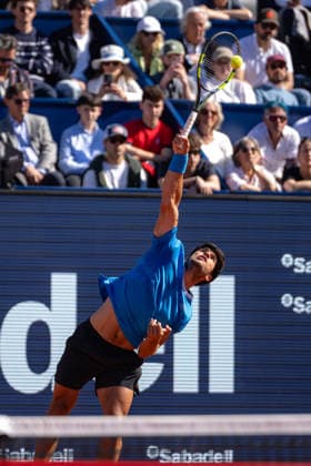 Barcelona Open Banc Sabadell - 73 Conde de Godo Trophy - R32 in Barcelona, Spain, 14, April, 2026. R32 of Barcelona Open Banc Sabadell match between Carlos Alcaraz (ESP) and Otto Virtanen (FIN) in Reial Club de Tennis Barcelona, Barcelona, Spain, on April 14, 2026. Barcelona Reial Club de Tennis Barcelona Barcelona Spain