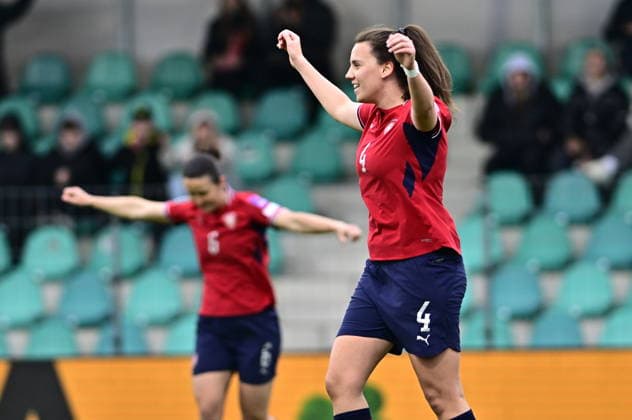 Klara Cvrckova (Czechia) celebrates a goal during the European qualifying part for 2027 Women s Football World Cup match, group B1: Czechia vs Montenegro, in Chomutov, Czech Republic, on April 14, 2026. (CTKxPhoto OndrejxHajek) CTKPhotoP2026041407348  CTKPhotoP2026041407348
