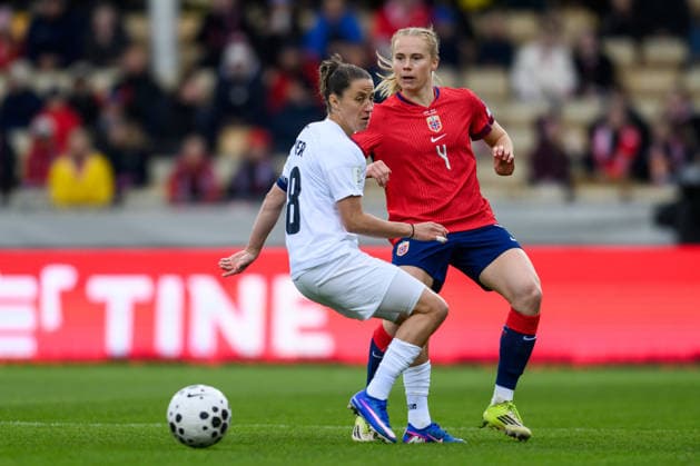 260414 Julie Blakstad of Norway during the FIFA Women s World Cup Qualifier football match between Norway and Slovenia on April 14, 2026 in Lillestrom. Photo: Marius Simensen BILDBYRAN COP 238 VG0919 bbeng fotball soccer football fotboll FIFA World Cup, WM, Weltmeisterschaft, Fussball qualifiers vm-kvalifisering kvinner vm kvalik landskamp dam norge norway slovenien slovenia Copyright: MARIUSxSIMENSEN BB260414BB383