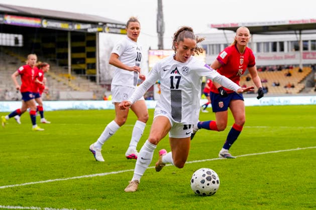 Women s international football match Norway Slovenia Lillestrom 20260414 The World Cup qualifying match in women s football between Norway and Slovenia at Arasen Stadium Photo Lise Aserud NTB Lillestrom Norway EDITORIAL USE ONLY RESTRICTED USE FOR BETTING COMPANIES  Copyright: xLisexAserudx xNTBx