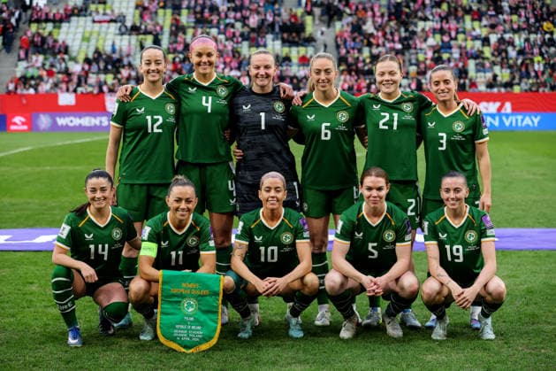 2027 FIFA Women s World Cup European Qualifiers, Polsat Plus Arena, Gdansk, Poland 14 4 2026 Poland vs Republic of Ireland WNT A view of the Ireland team A view of the Ireland team 14 4 2026  Copyright: x INPHO RyanxByrnex RB2_9149