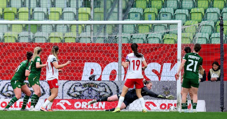 2027 FIFA Women s World Cup European Qualifiers, Polsat Plus Arena, Gdansk, Poland 14 4 2026 Poland vs Republic of Ireland WNT Poland s Tanja Pawollek scores her sides 1st goal of the match Tanja Pawollek scores her sides 1st goal of the match 14 4 2026  Copyright: x INPHO RyanxByrnex RB1_4260