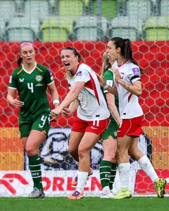 2027 FIFA Women s World Cup European Qualifiers, Polsat Plus Arena, Gdansk, Poland 14 4 2026 Poland vs Republic of Ireland WNT Poland s Tanja Pawollek celebrates after she scores her sides 1st goal of the match Tanja Pawollek celebrates after she scores her sides 1st goal of the match 14 4 2026  Copyright: x INPHO RyanxByrnex RB1_4272