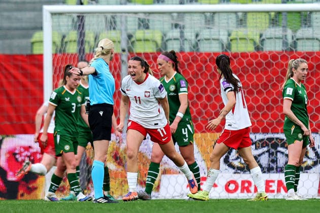2027 FIFA Women s World Cup European Qualifiers, Polsat Plus Arena, Gdansk, Poland 14 4 2026 Poland vs Republic of Ireland WNT Poland s Tanja Pawollek celebrates after she scores her sides 1st goal of the match Tanja Pawollek celebrates after she scores her sides 1st goal of the match 14 4 2026  Copyright: x INPHO RyanxByrnex RB1_4284