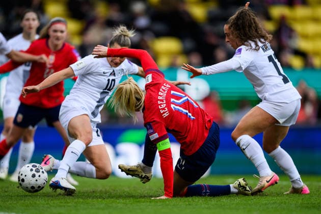 260414 Ada Hegerberg of Norway scores 1-0 during the FIFA Women s World Cup Qualifier football match between Norway and Slovenia on April 14, 2026 in Lillestrom. Photo: Marius Simensen BILDBYRAN COP 238 VG0919 bbeng fotball soccer football fotboll FIFA World Cup, WM, Weltmeisterschaft, Fussball qualifiers vm-kvalifisering kvinner vm kvalik landskamp dam norge norway slovenien slovenia Copyright: MARIUSxSIMENSEN BB260414BB469
