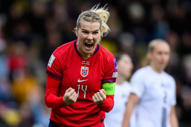 260414 Ada Hegerberg of Norway celebrates after scoring 1-0 during the FIFA Women s World Cup Qualifier football match between Norway and Slovenia on April 14, 2026 in Lillestrom. Photo: Marius Simensen BILDBYRAN COP 238 VG0919 bbeng fotball soccer football fotboll FIFA World Cup, WM, Weltmeisterschaft, Fussball qualifiers vm-kvalifisering kvinner vm kvalik landskamp dam norge norway slovenien slovenia jubel Copyright: MARIUSxSIMENSEN BB260414BB475