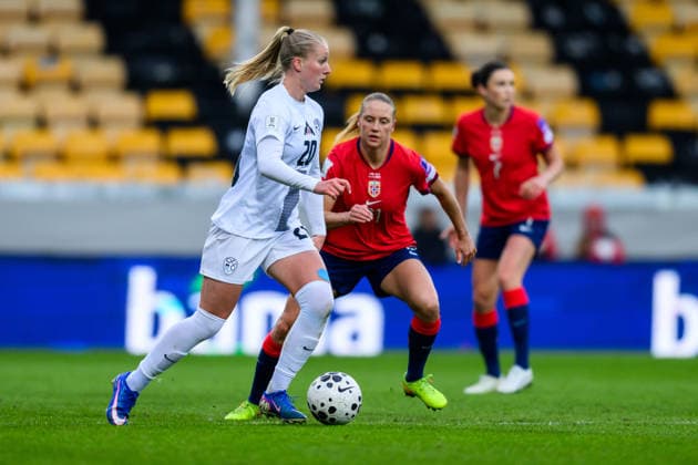 260414 Zara KramÅ¾ar of Slovenia during the FIFA Women s World Cup Qualifier football match between Norway and Slovenia on April 14, 2026 in Lillestrom. Photo: Marius Simensen BILDBYRAN COP 238 VG0919 bbeng fotball soccer football fotboll FIFA World Cup, WM, Weltmeisterschaft, Fussball qualifiers vm-kvalifisering kvinner vm kvalik landskamp dam norge norway slovenien slovenia Copyright: MARIUSxSIMENSEN BB260414BB525