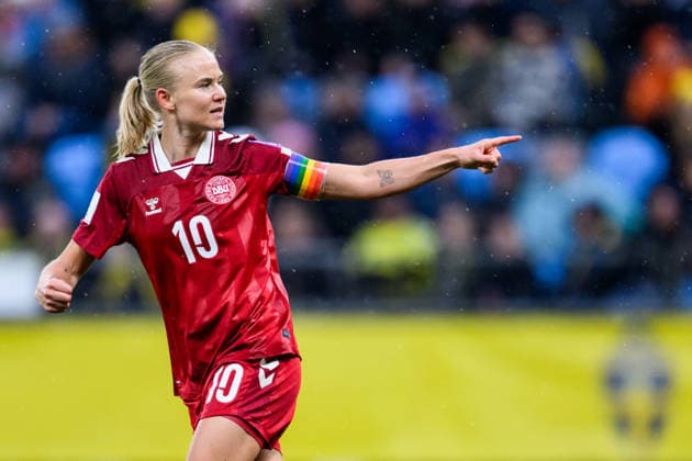 260414 Pernille Harder of Denmark celebrates after scoring 1-1 during the FIFA Women s World Cup Qualifier football match between Sweden and Denmark on April 14, 2026 in Gothenburg. Photo: Carl Sandin BILDBYRAN kod CS CS0928 fotboll football soccer fotball vm-kval kval fifa womens world cup qualifier qualifier sverige sweden danmark denmark dam bbeng women kvinner jubel Copyright: CARLxSANDIN BB260414CS014