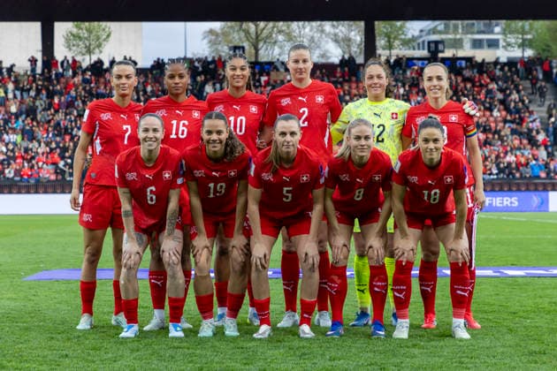 14 04 2026, Zurich, Letzigrund, European Qualifiers Women: Switzerland - Turkey, team Switzerland Zurich Letzigrund Zurich Switzerland Copyright: xJustPictures.ch PascalxKesselmarkx jp-en-PaKe-_62B0126