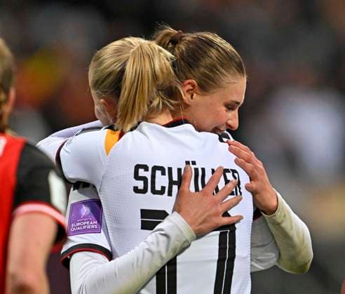 14.04.2026, WM-Qualifikation Europa, Frauen 2026, 3.Spieltag, Deutschland - Österreich, im Max-Morlock-Stadion Nürnberg, Torjubel Lea Schüller (Deutschland)
