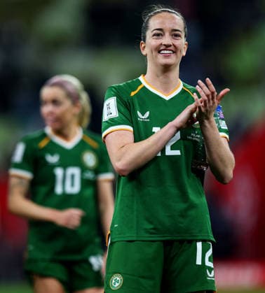 2027 FIFA Women s World Cup European Qualifiers, Polsat Plus Arena, Gdansk, Poland 14 4 2026 Poland vs Republic of Ireland WNT Ireland s Anna Patten celebrates after the match Anna Patten celebrates after the match 14 4 2026  Copyright: x INPHO RyanxByrnex RB1_7691