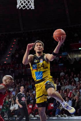 Deutsche Basketball Bundesliga (BBL), FC Bayern München Basketball vs MHP RIESEN Ludwigsburg, München FC Bayern Basketball, Ludwigsburg MHP RIESEN, 2026-04-14 in München (SAP Garden) TISCHLER Brandon (MHP RIESEN Ludwigsburg Small Forward (SF) Nr24-LUD24) sportworld München SAP Garden Bayern Deutschland
