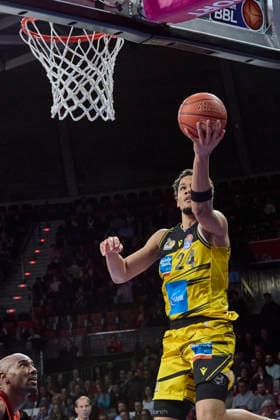 Deutsche Basketball Bundesliga (BBL), FC Bayern München Basketball vs MHP RIESEN Ludwigsburg, München FC Bayern Basketball, Ludwigsburg MHP RIESEN, 2026-04-14 in München (SAP Garden) TISCHLER Brandon (MHP RIESEN Ludwigsburg Small Forward (SF) Nr24-LUD24) sportworld München SAP Garden Bayern Deutschland