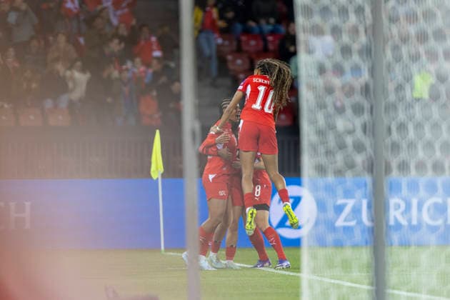 14 04 2026, Zurich, Letzigrund, European Qualifiers Women: Switzerland - Turkey, Aurelie Csillag of Switzerland celebrates her goal Zurich Letzigrund Zurich Switzerland Copyright: xJustPictures.ch PascalxKesselmarkx jp-en-PaKe-_62A0687